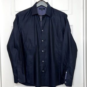Ted Baker Long Sleeve Glen Plaid Shirt Size Large (4) Navy Black